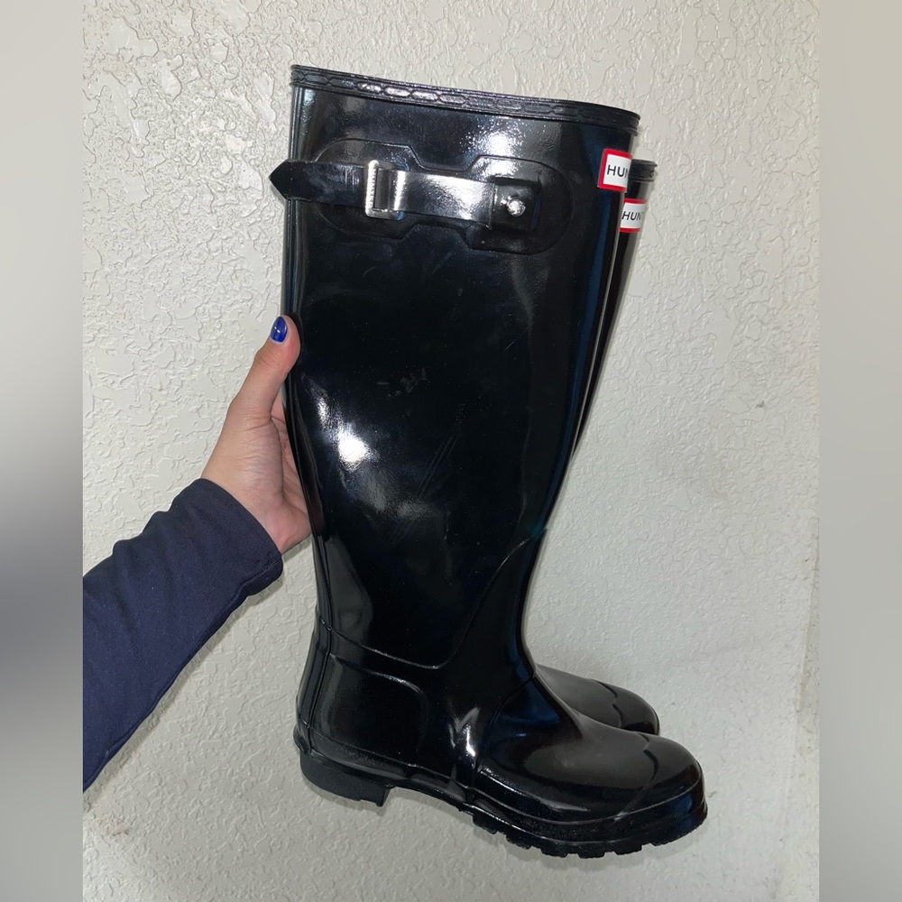 Hunter Original Tall Gloss Rain Boots Black Women’s